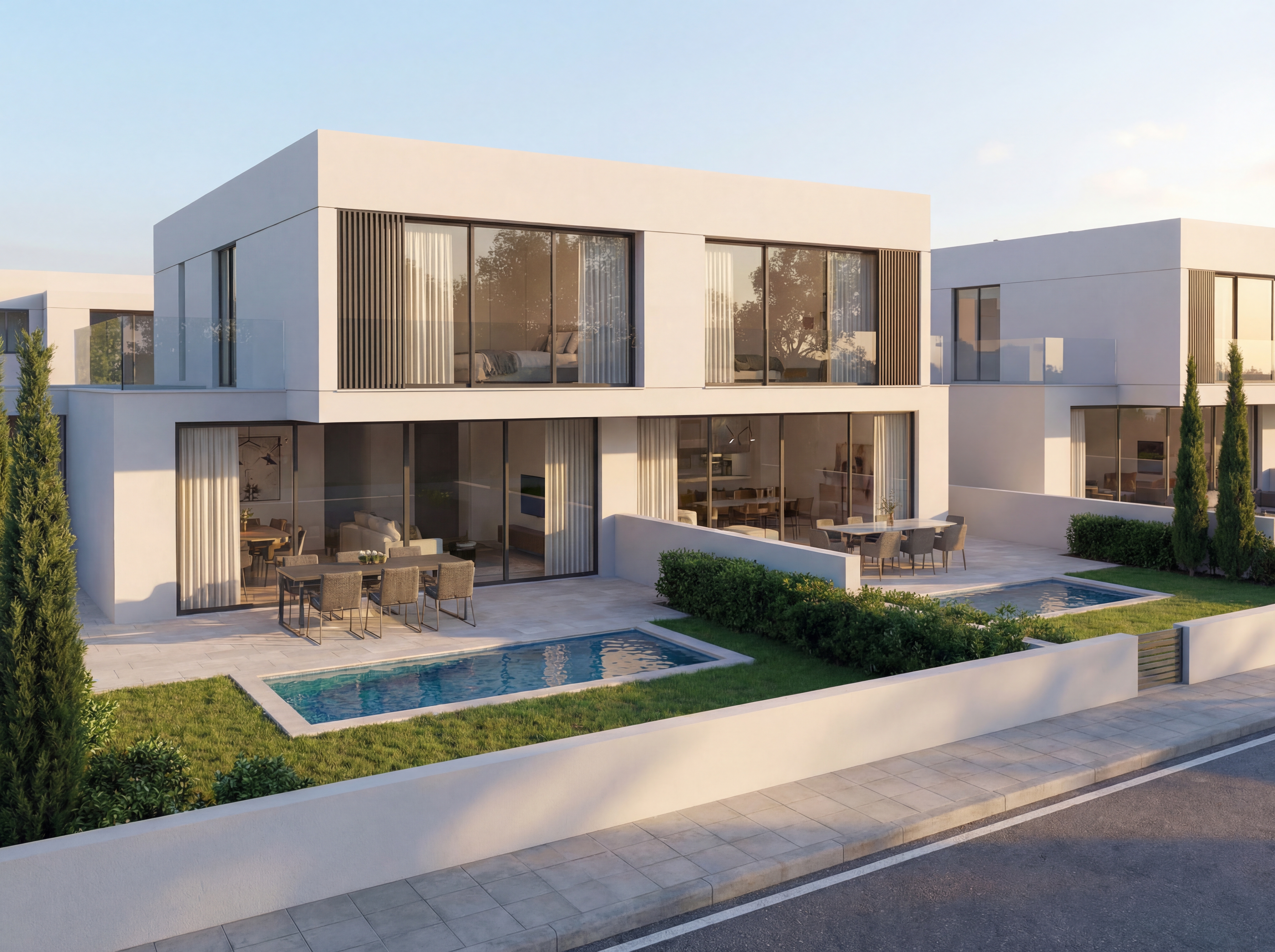 Contemporary townhomes with private pools